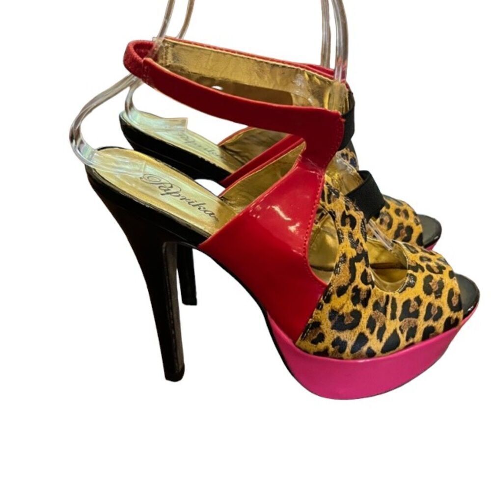 Paprika Women's Stiletto Heels - Leopard, Red, Hot Pink!